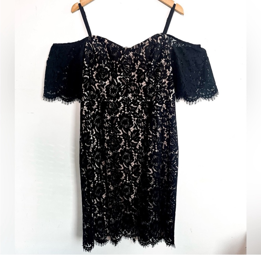 City Chic Black Lace Off-Shoulder Mini Dress